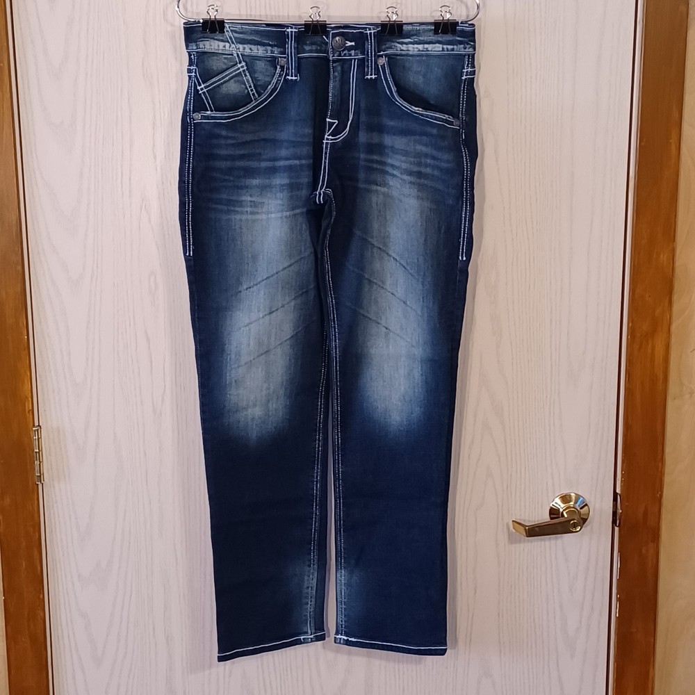 Rock & Republic Jeans, 32W x 28L, Slim Straight,Bleached